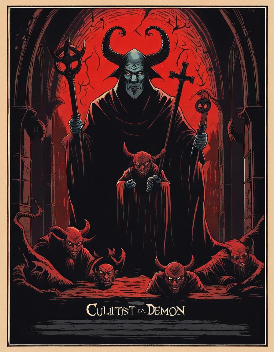 Horror Movie Poster: Cultists Summoning a Demon