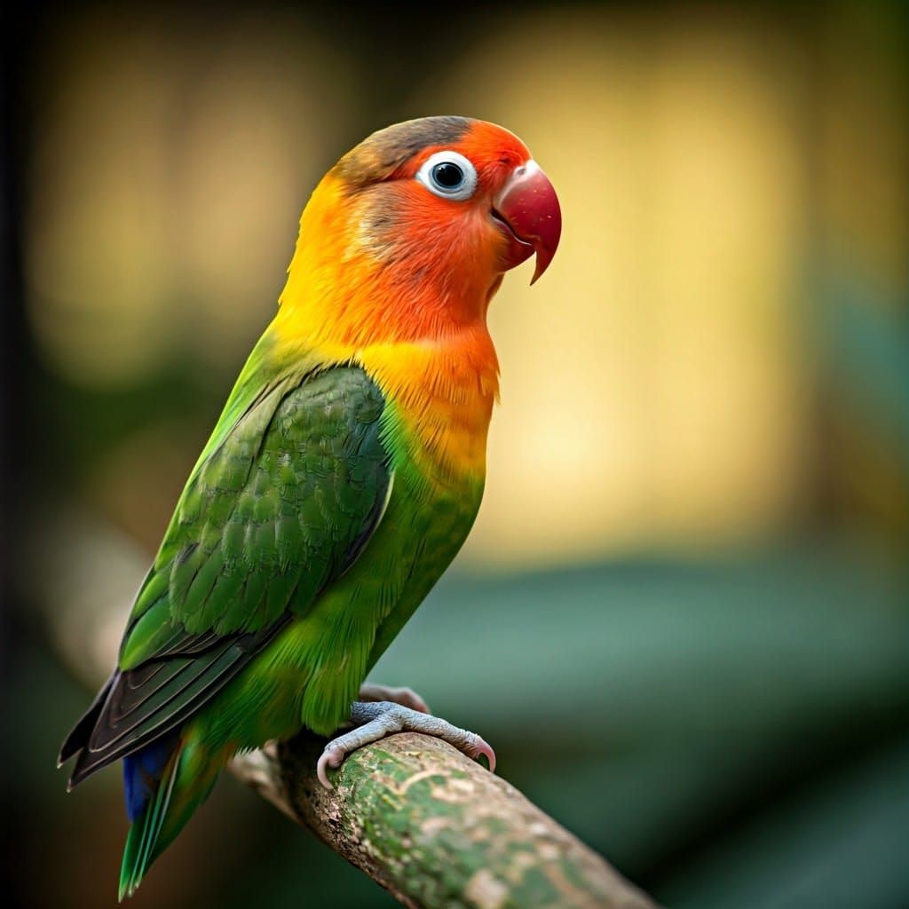Vibrant Agapornis Longipes Lovebird Perched on Emerald Branc...