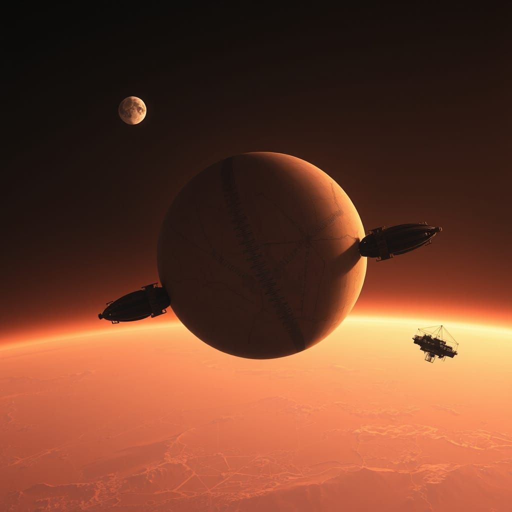 Futuristic Planet Apatros in Muted Browns and Grays