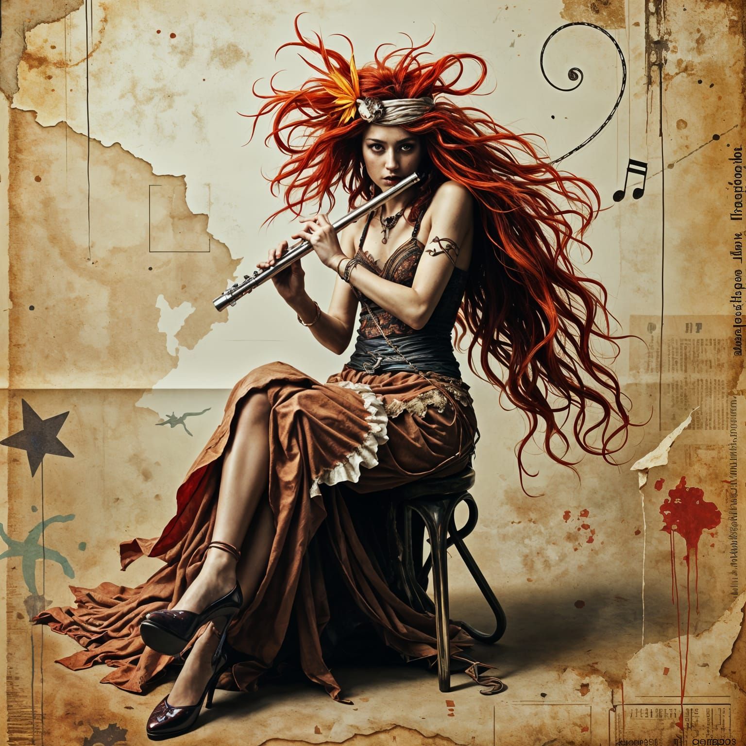 Sinister Gypsy Cowgirl Shaman in Dreamcore Style