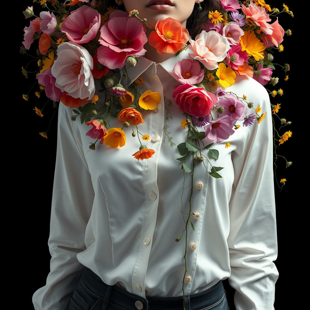 Surreal Wildflower Torso: A Matte Painting