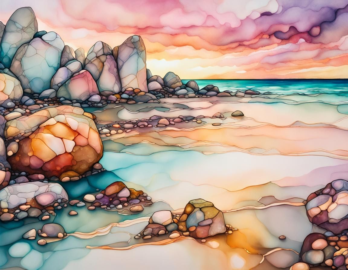 Dreamy Alcohol Ink Art of Australian Beach