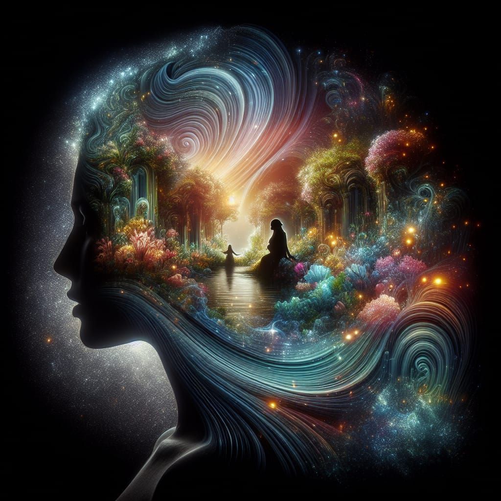 Garden of Eden Double Exposure in Hyperrealism