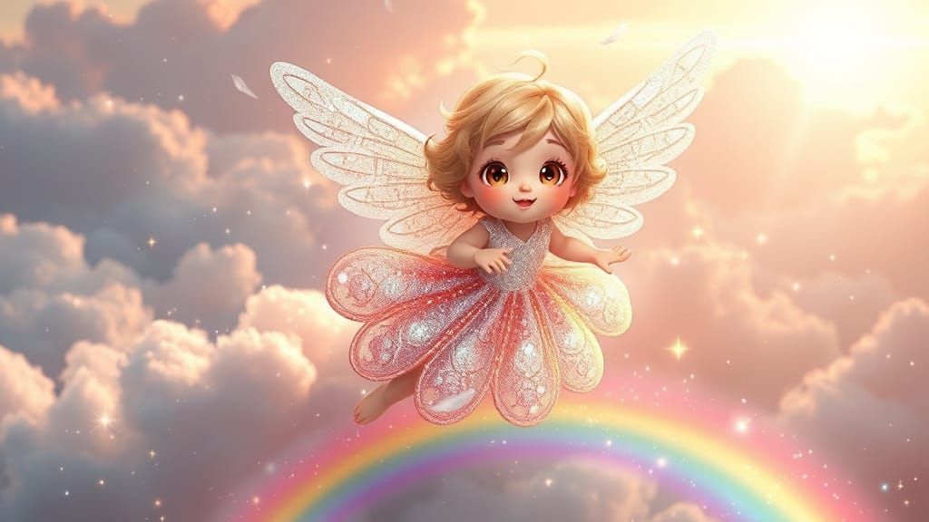 Whimsical Angel in Vibrant Anime Style