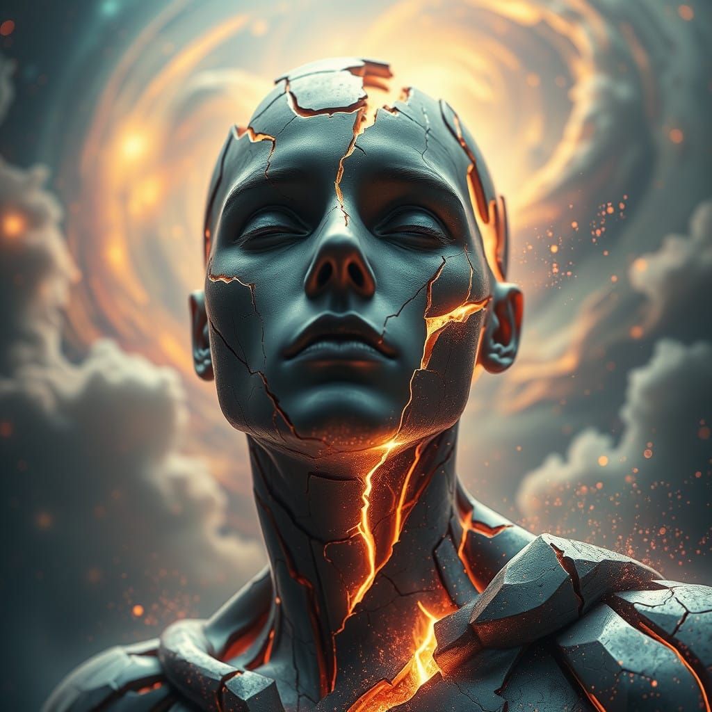 Hyperrealistic Vision Hero in Shattered Cosmic Astral Conver...