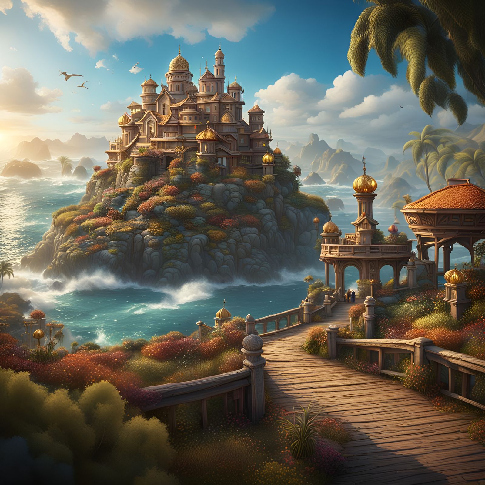 Treasure Island Appears on Woman's Forehead: Fantasy Art