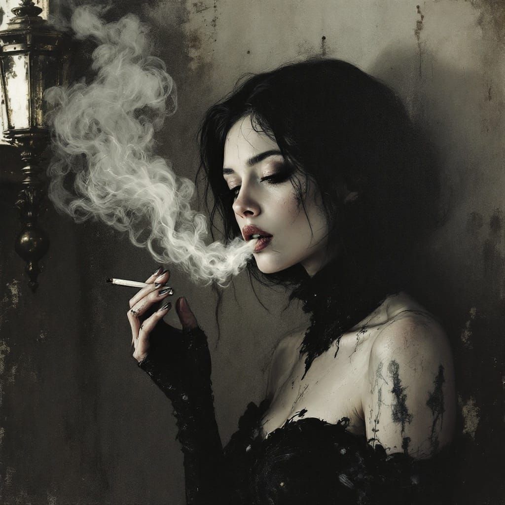 Enigmatic Omon Woman in Smoky Eclaboussure Style