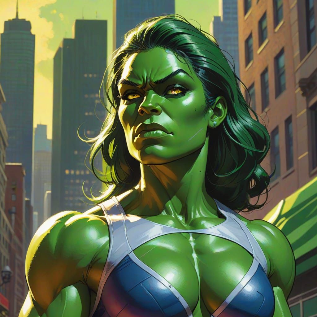 She Hulk in Dynamic Comic Art Style