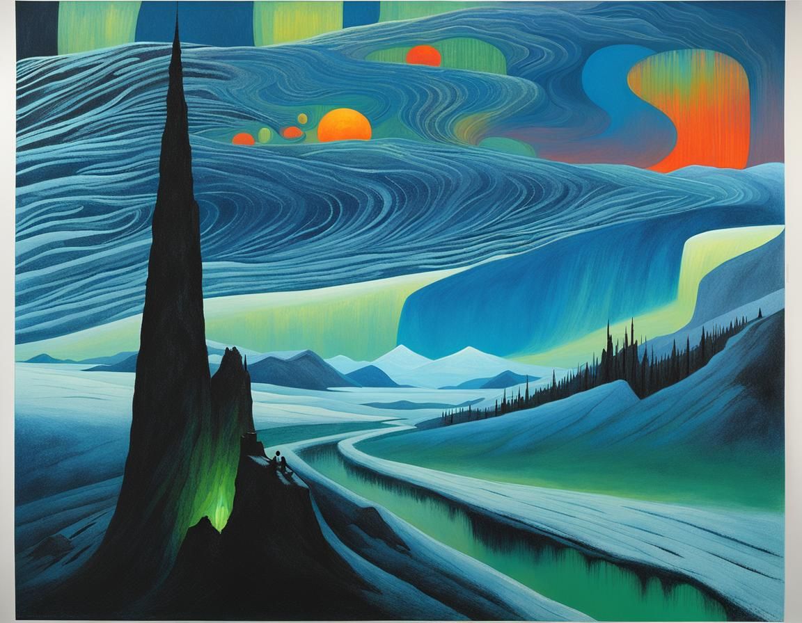 Iridescent Aurora Borealis Over Frozen Tundra