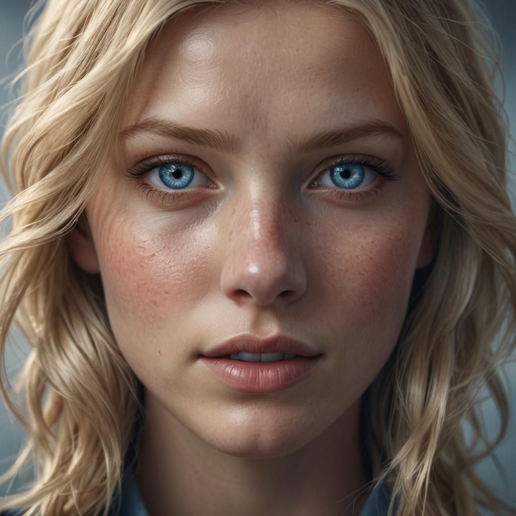 Hyperrealistic 3D Portrait of a Blonde Woman