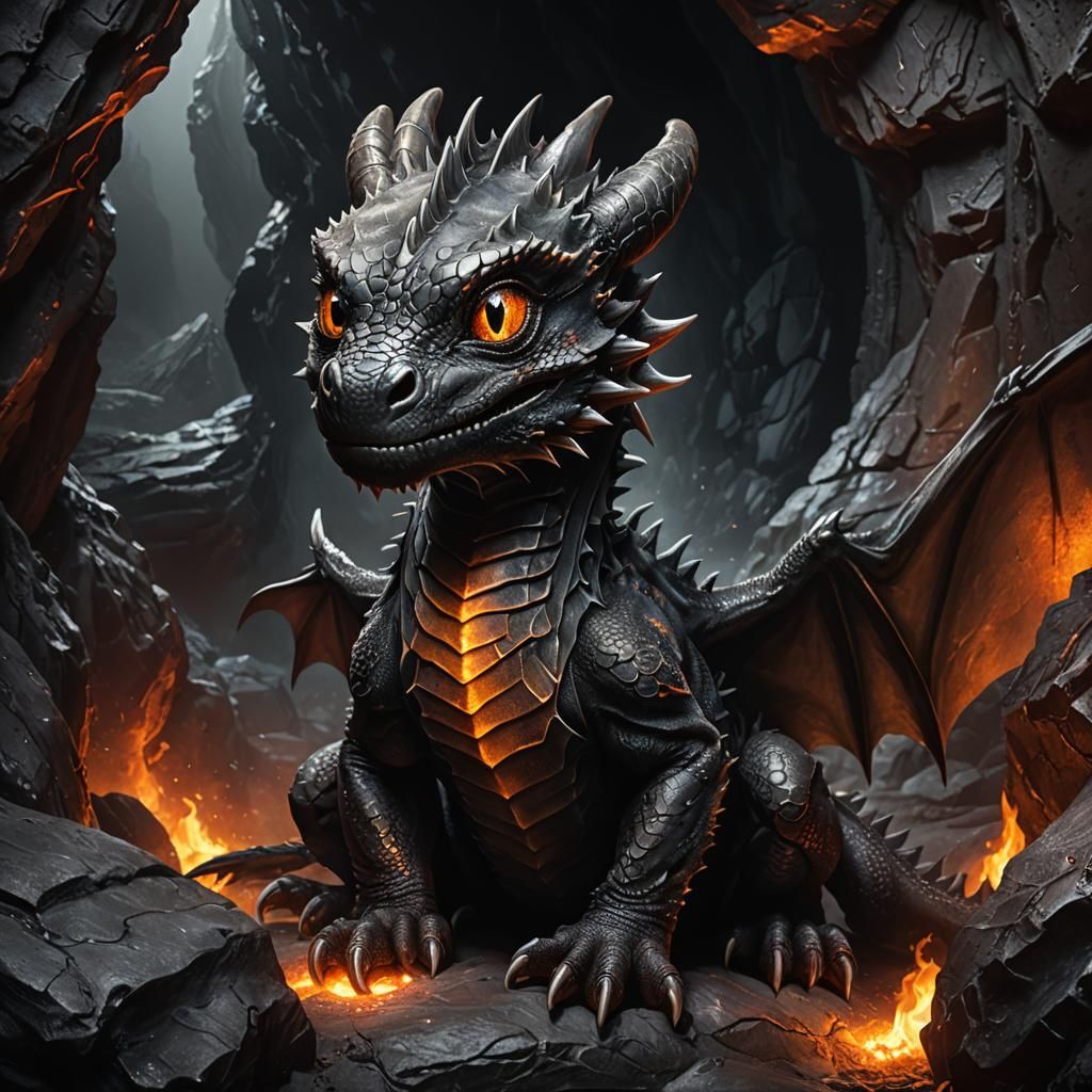 Detailed Portrait of a Baby Night Fury Dragon