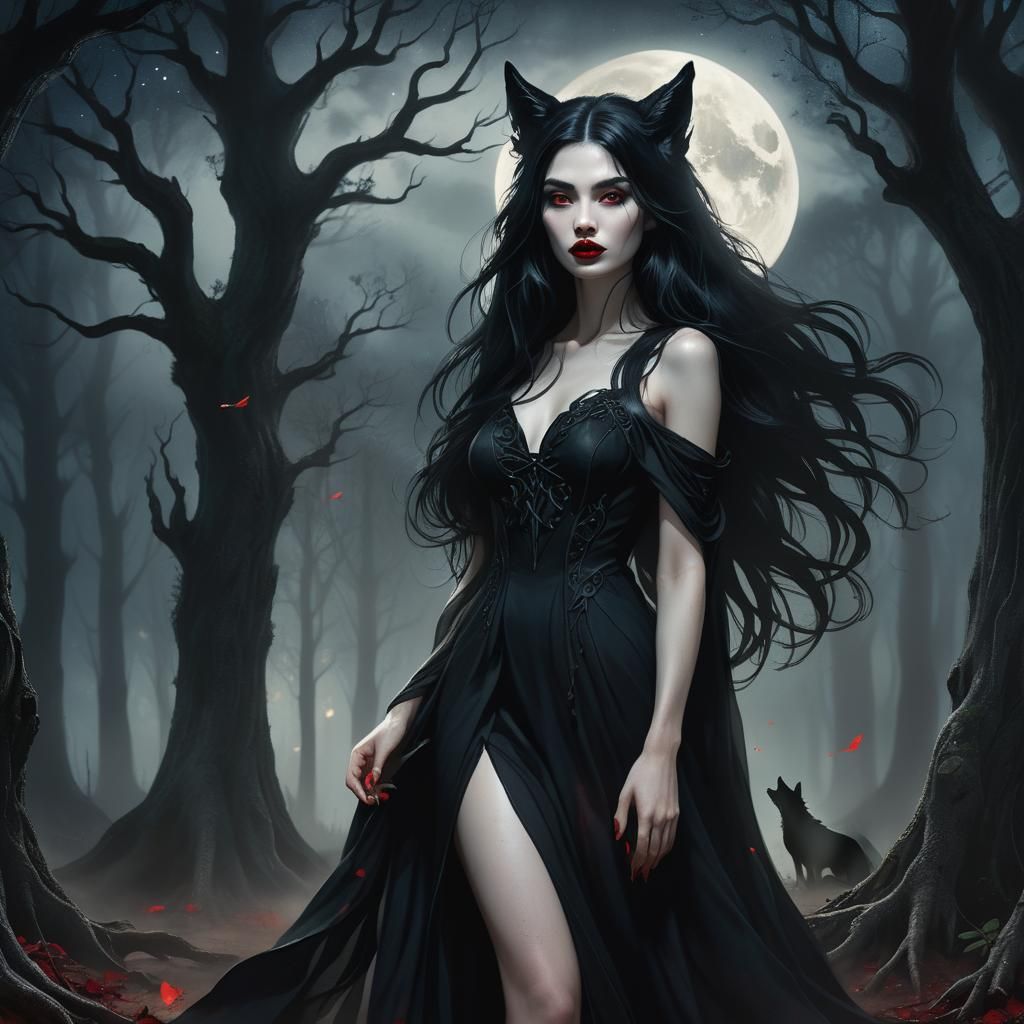 Moonlit Forest Portrait in Dark Fantasy Style