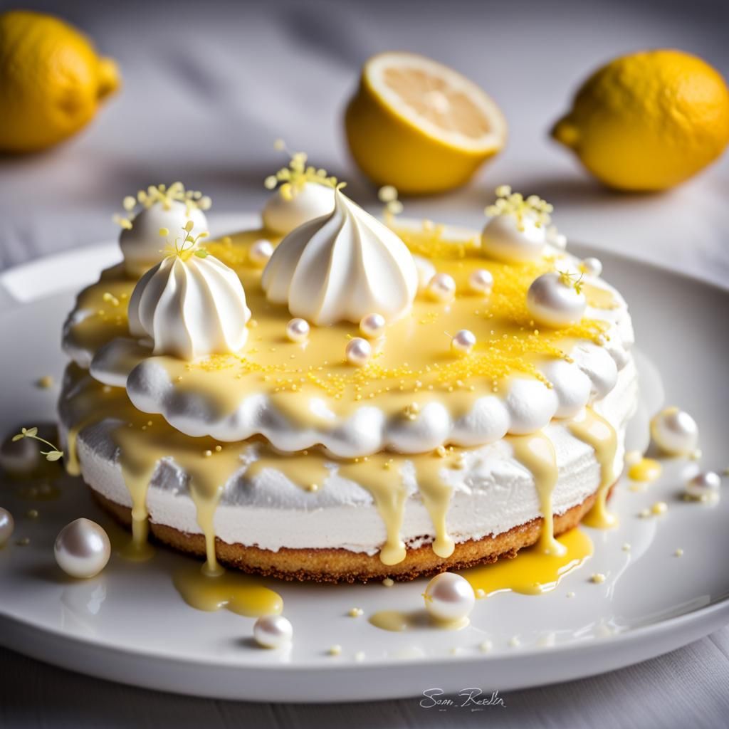 Delicious Lemon Meringue Cake, Professional Photography