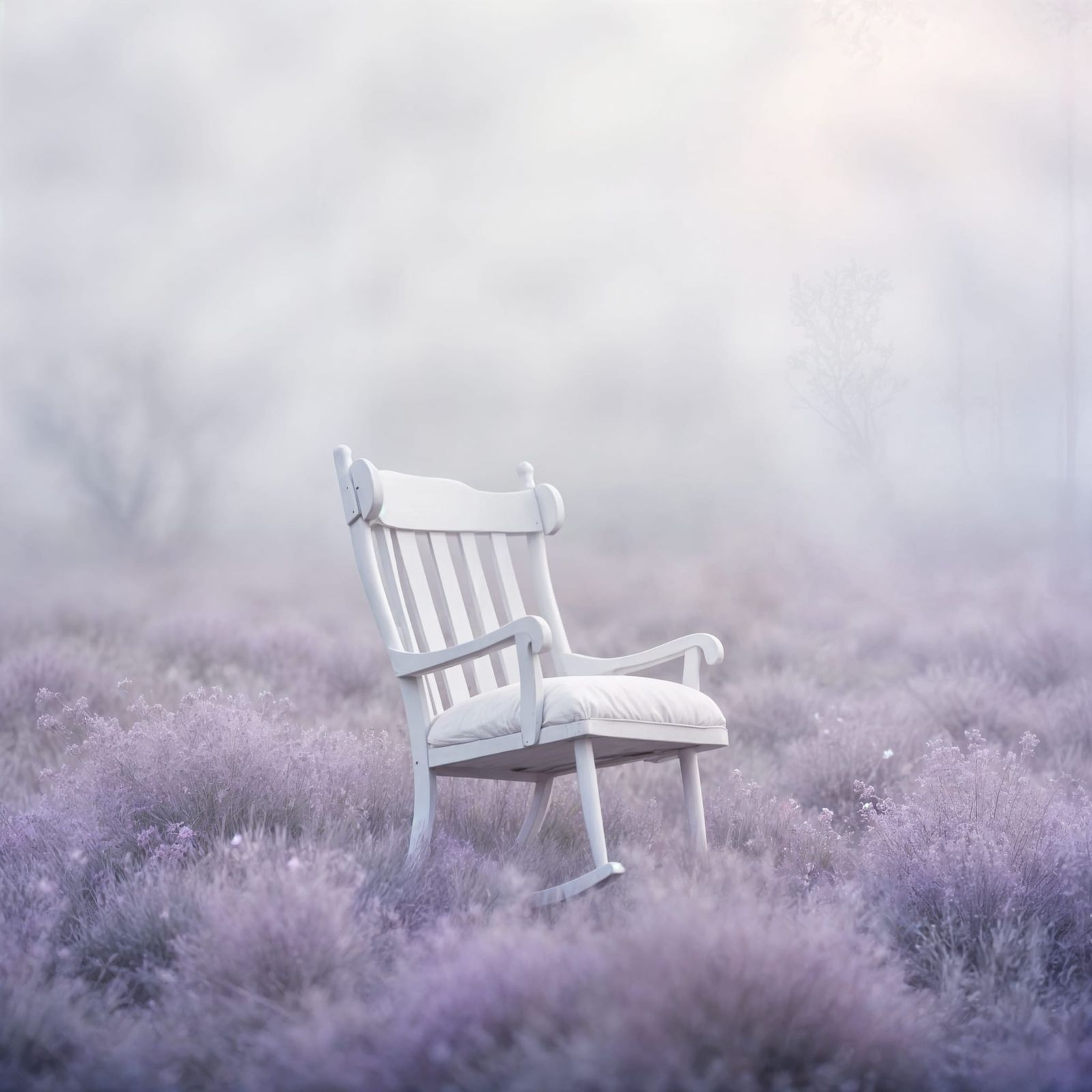 Elegant Rocking Chair in Lavender Field