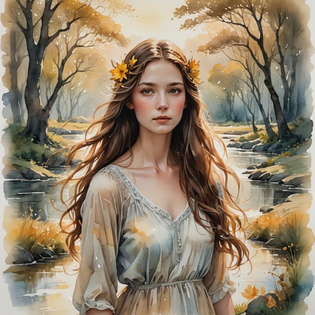 Anime Woman with Horse Ears in Dreamscape