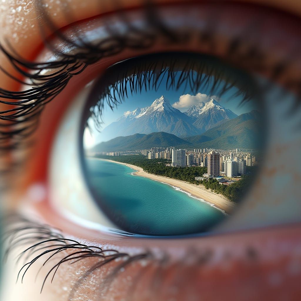 Human Eye Reflection of Vast Landscapes