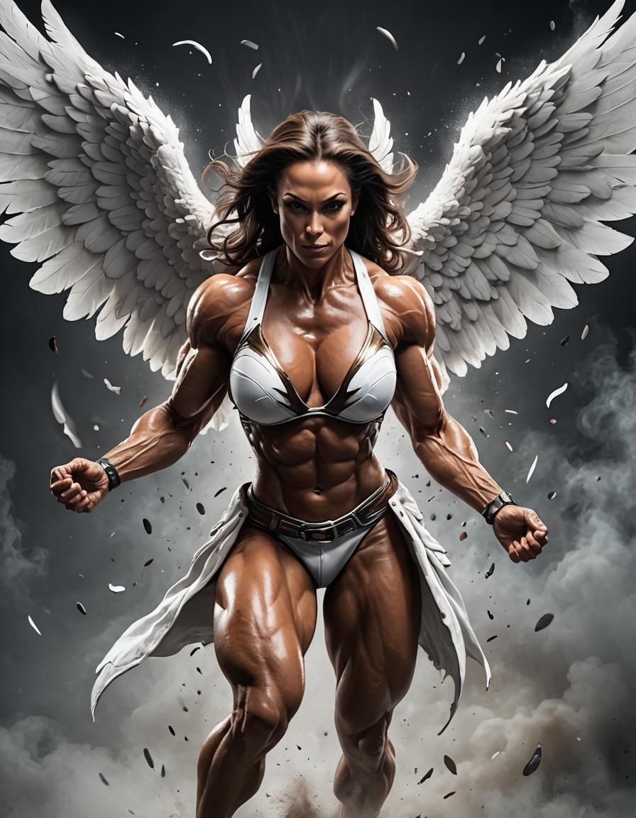 Winged Bodybuilder Mid-Dive