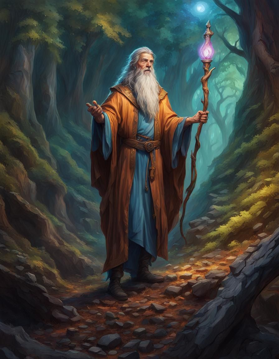 Wizard Merlin's Quest in Hyperrealistic Style