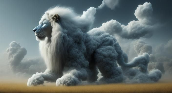 Surreal Cloud Lion in Digital Artwork