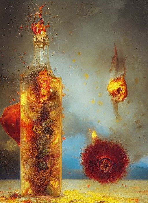Fiery Corncobs in a Bottle: Hyperdetailed Digital Painting