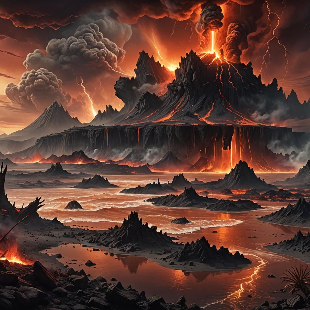 Triassic-Jurassic Apocalypse in a Blazing, Dark Red Sky