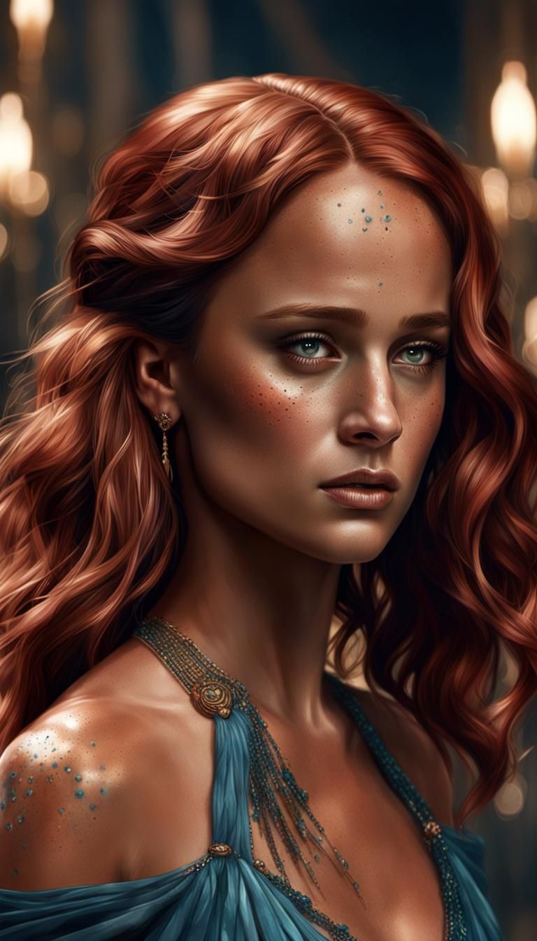 Alicia Vikander with Red Hair in Ethereal Fantasy
