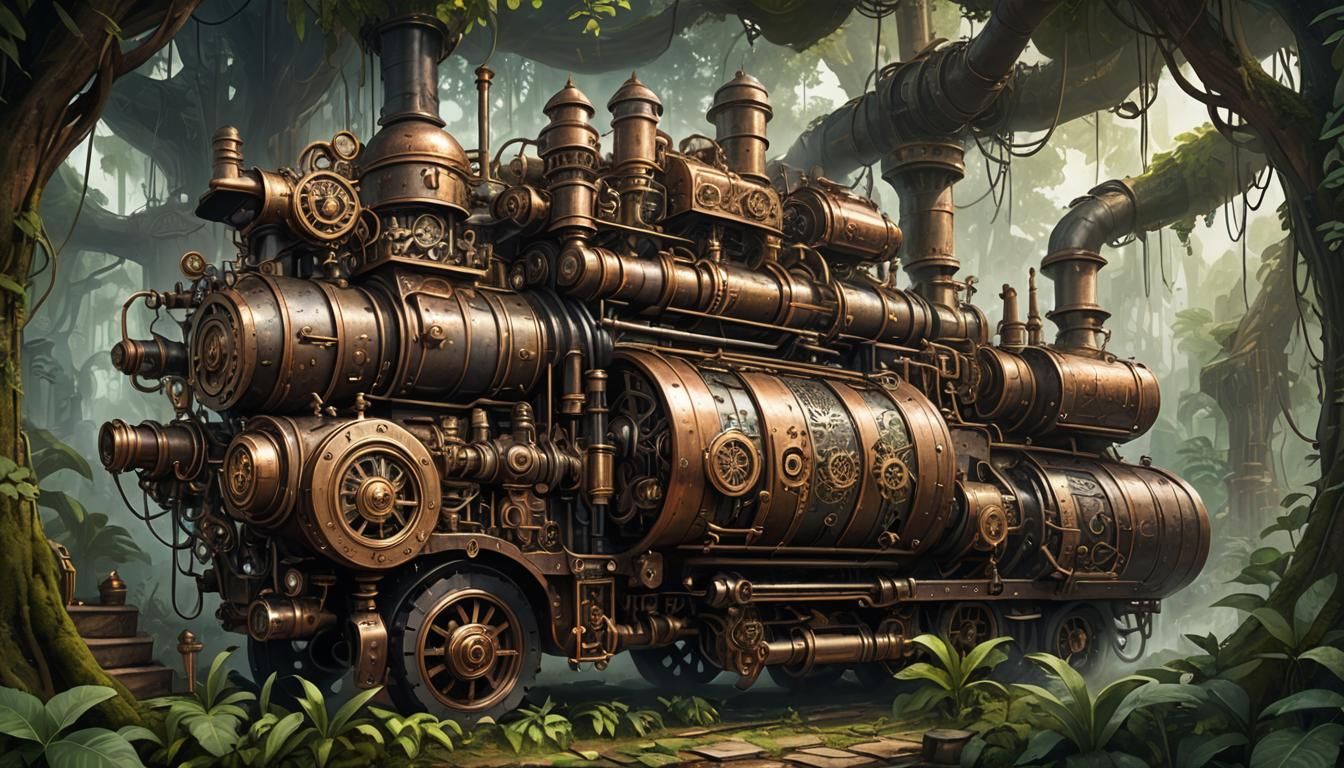 Steampunk Gateway in Jungle with Ottoman Elements