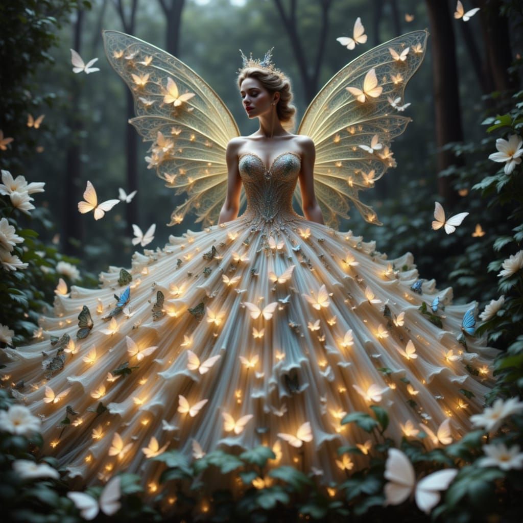 Stunning Digital Ball Gown Made of Delicate Butterflies