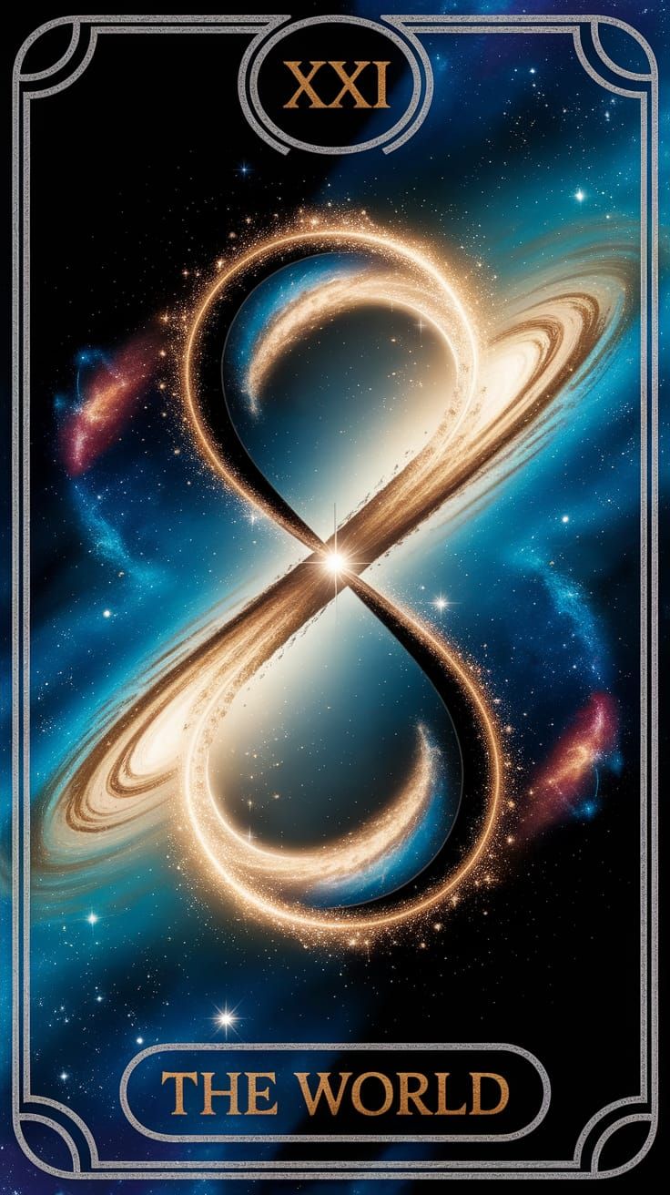 The World Tarot Card with Galaxy Background