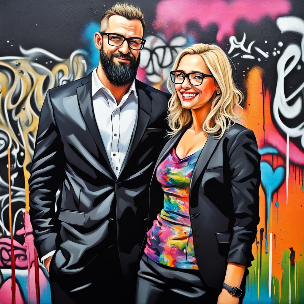 Wedding Couple in Graffiti Art Style