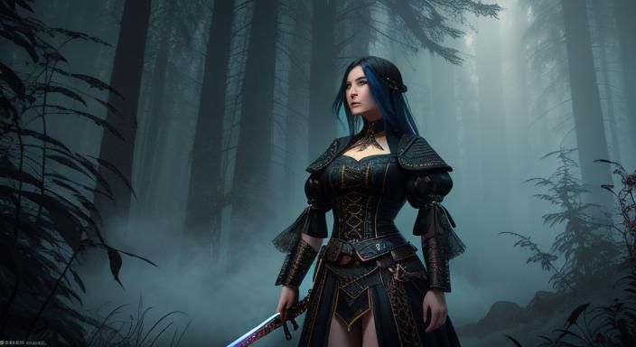 Victorian Woman Warrior in Dark Fantasy Art