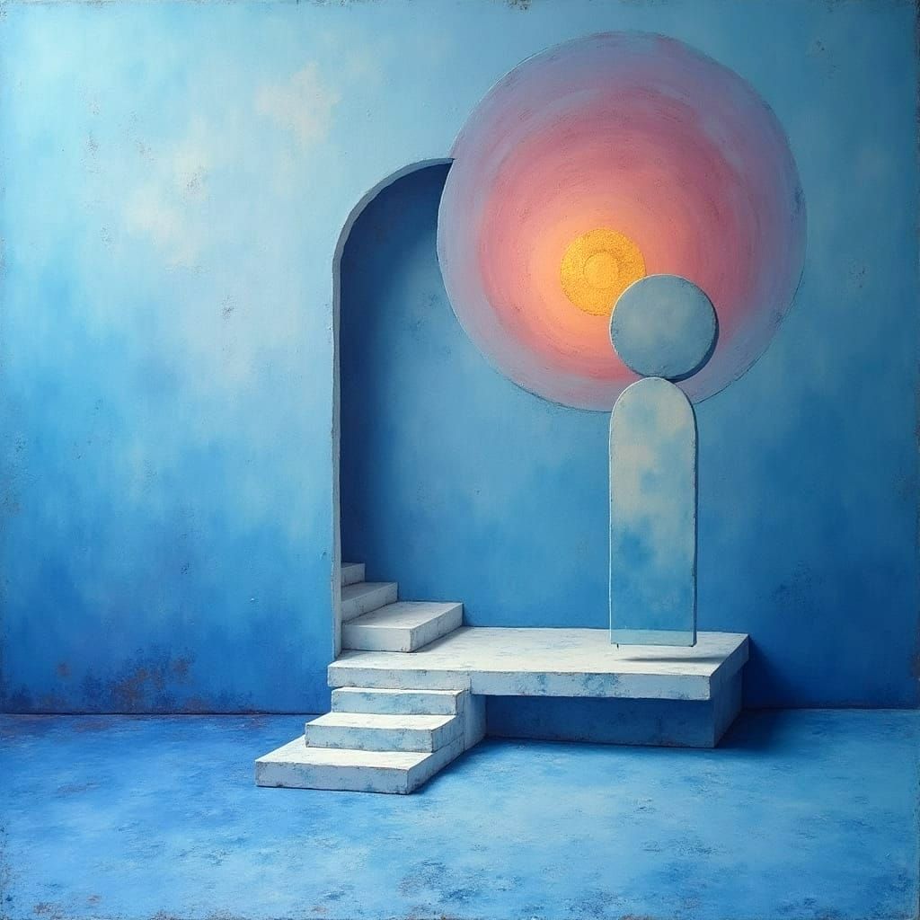 Surreal Minimalist Scene in Vibrant Hues