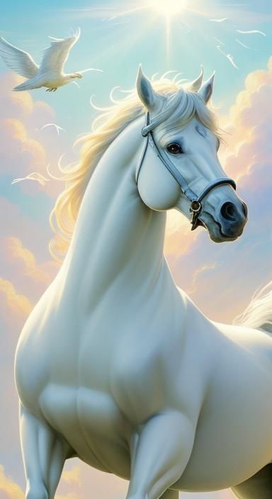 Dreamy Pegasus Portrait in Soft Pastel Colors