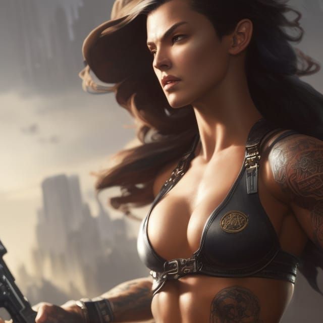 Tomboy Warrior in Dark Fantasy Style