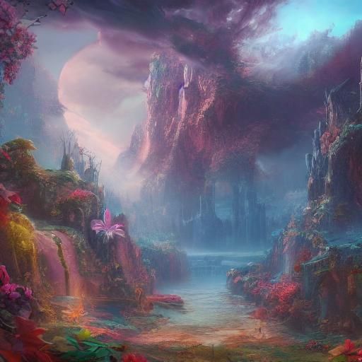 Cute Cat in Detailed Fantasy Matte Painting