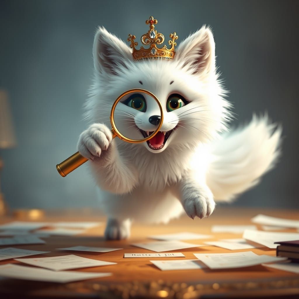 Whimsical Arctic Fox in Golden Splendor
