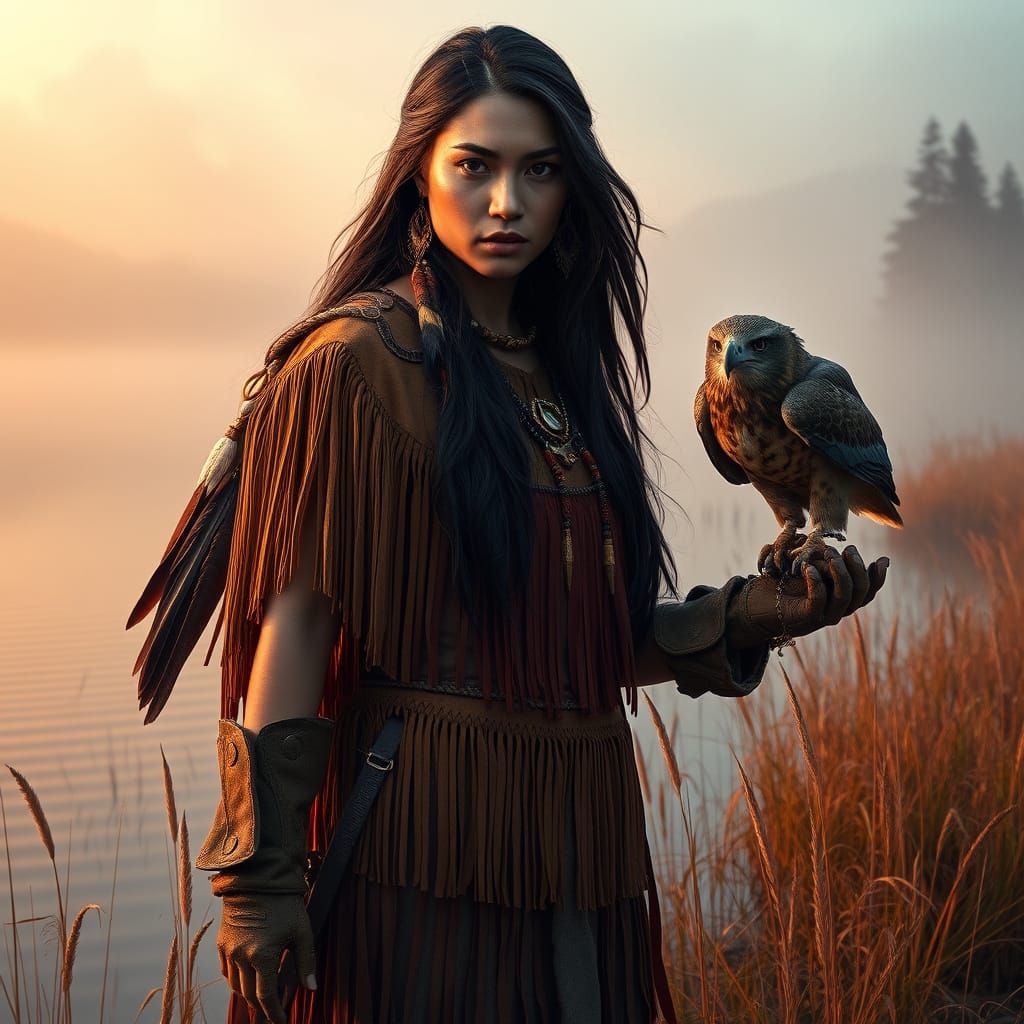 Native American Warrior Goddess in Earthy Tones