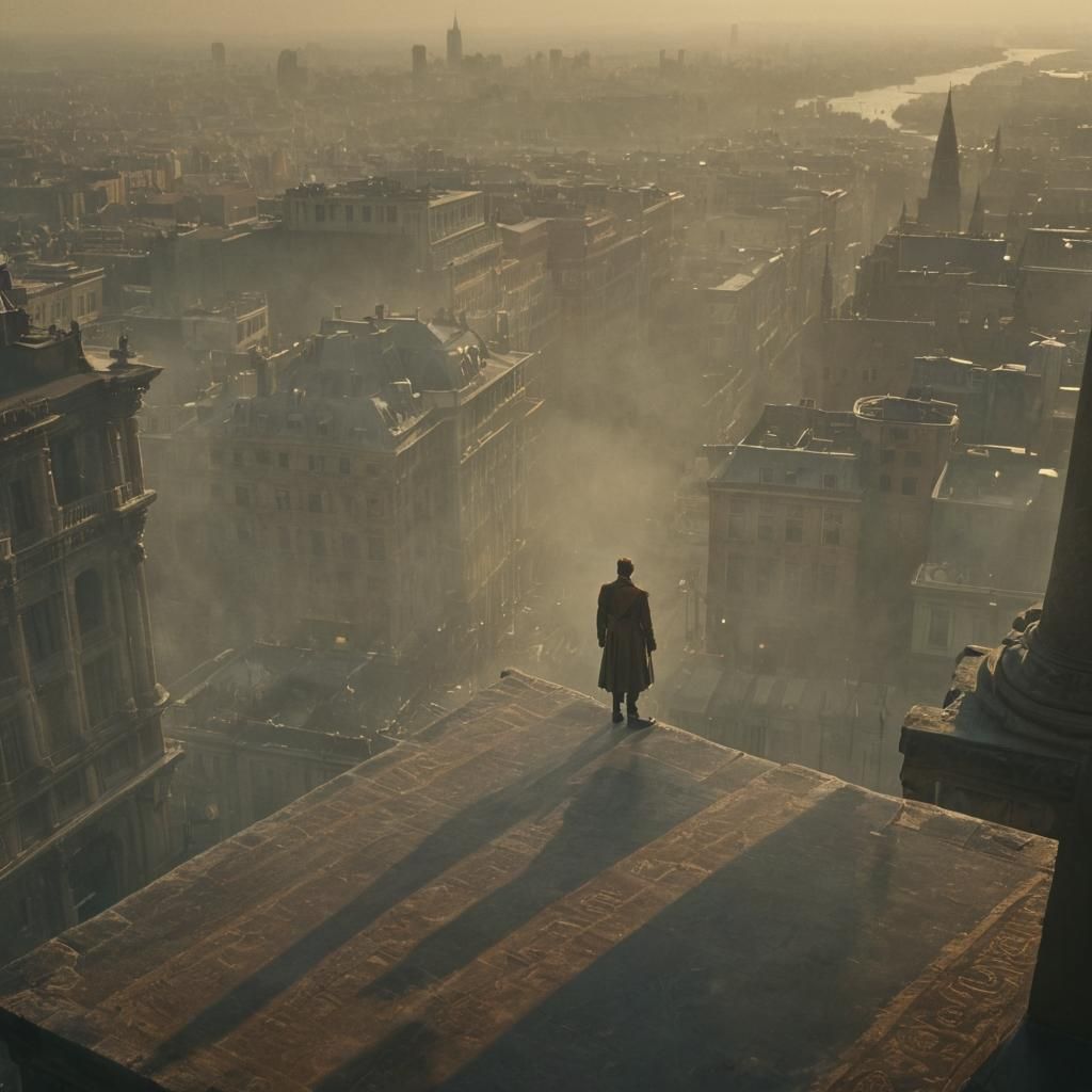Mysterious Ruler Dominates Majestic Cityscape in Cinematic S...