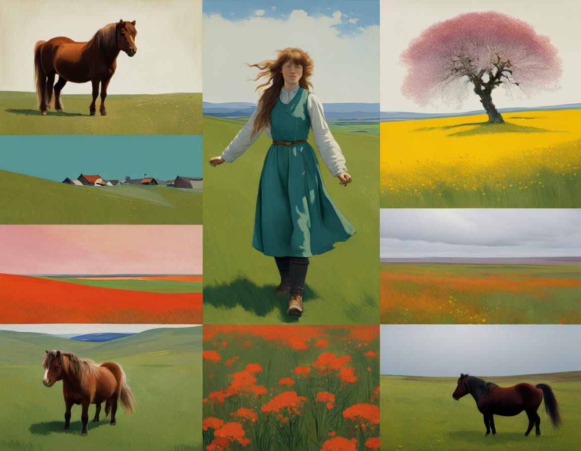 Vibrant Spring Landscape with Triadic Colours and Whimsical ...