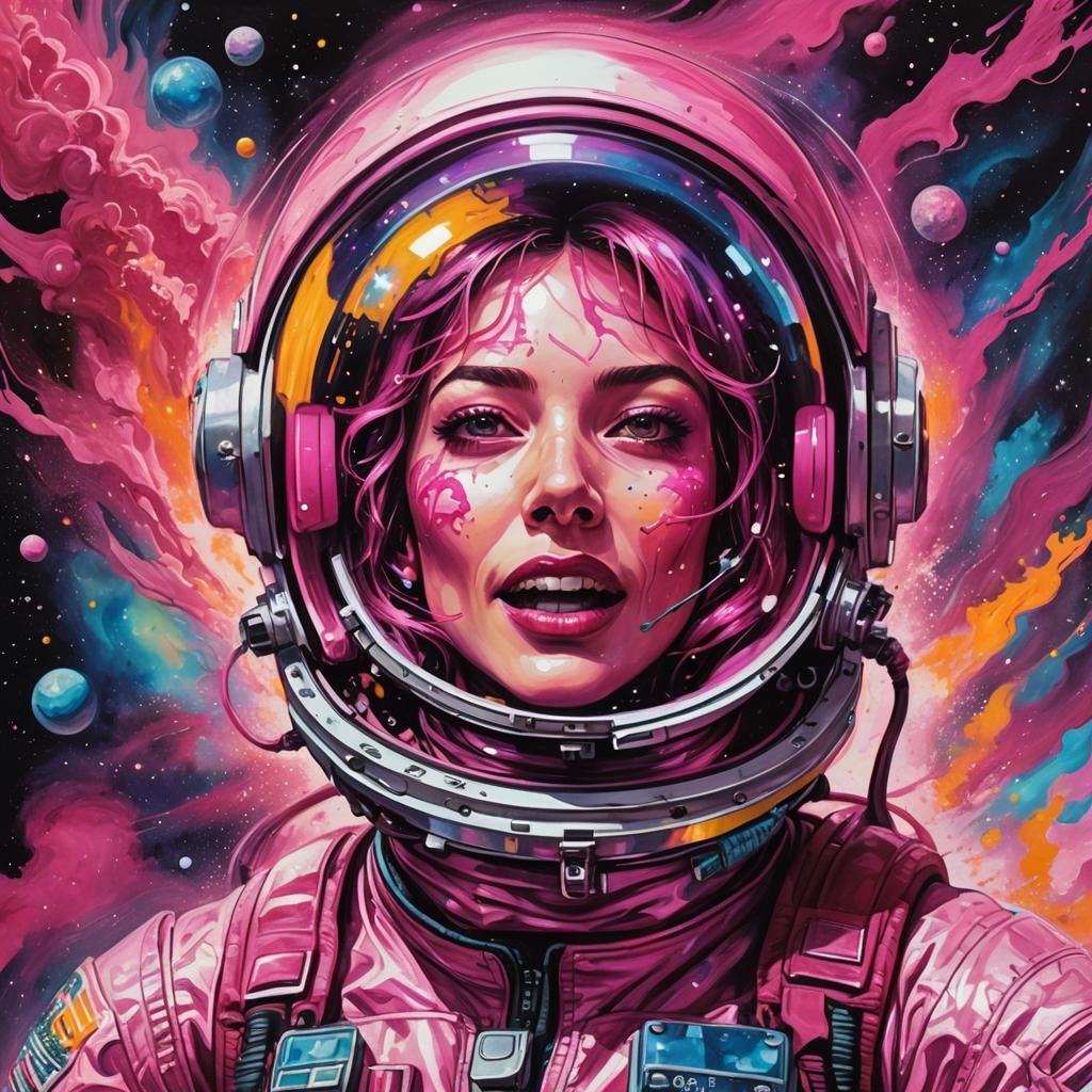 Astronaut Plunging Through Space in Astral Illustration