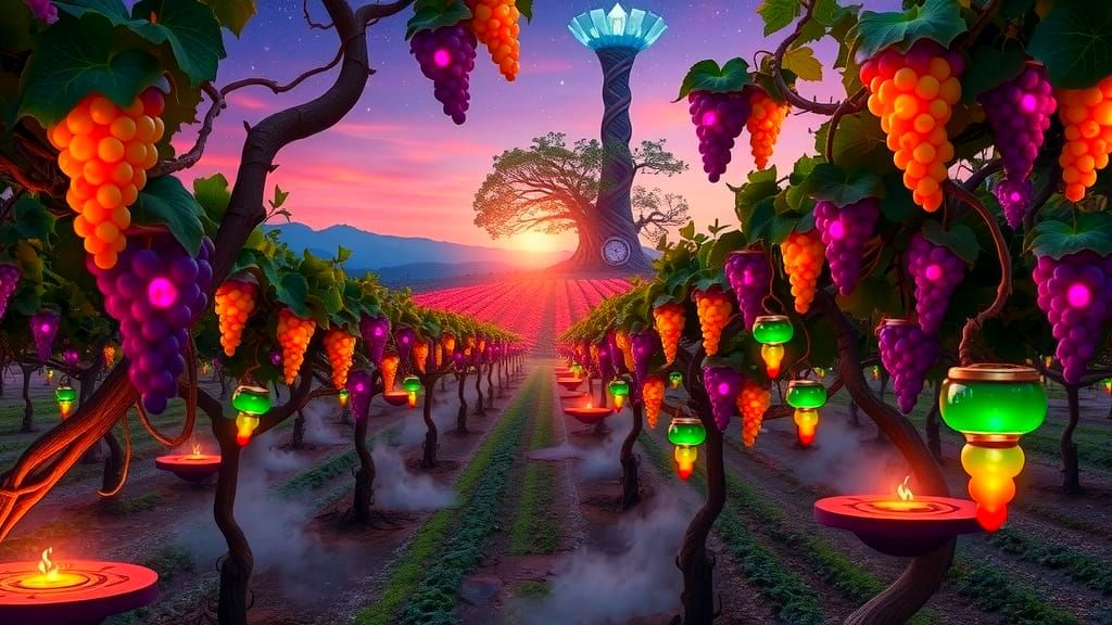 Magical Vineyard in Whimsical Realm