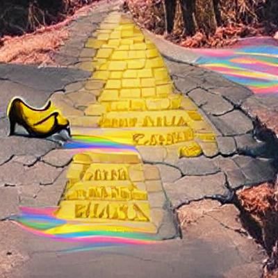 Abstract Neon Yellow Brick Road