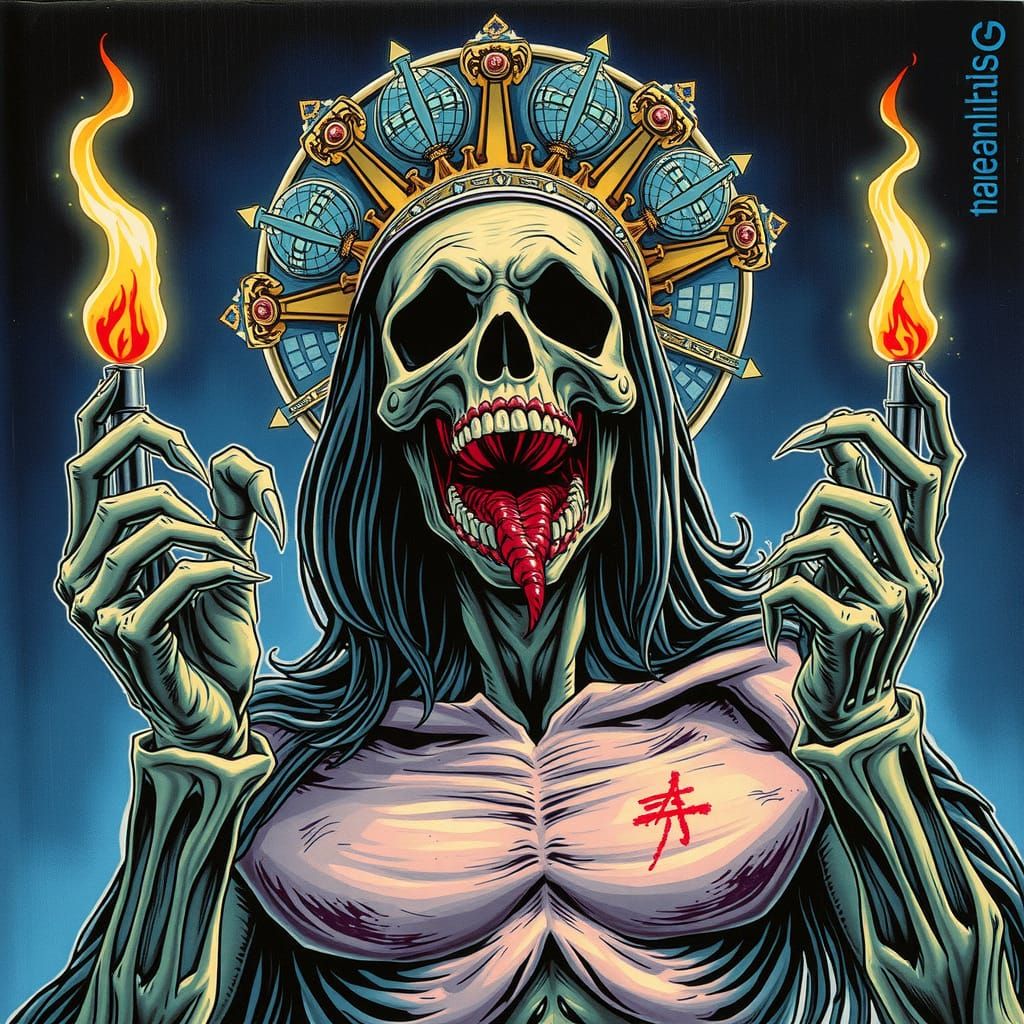 Vaporwave Horror Icon Descends into Madness