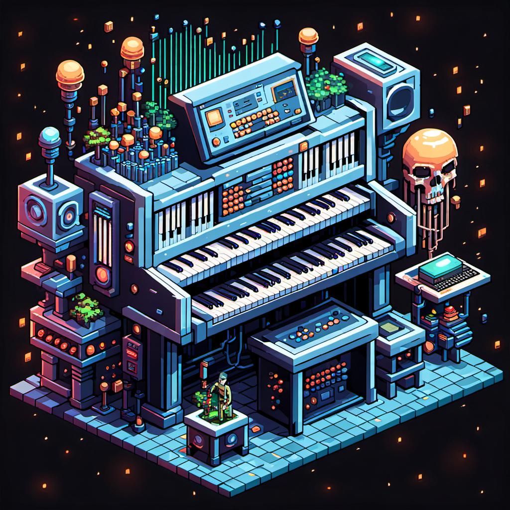 Retro Pixel Art Cybernetic Machine Level Design