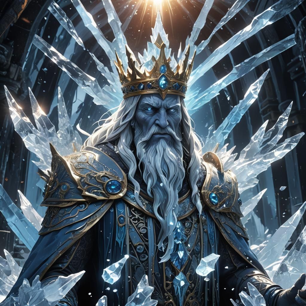 Hyperdetailed Ice King in Dark Fantasy Style