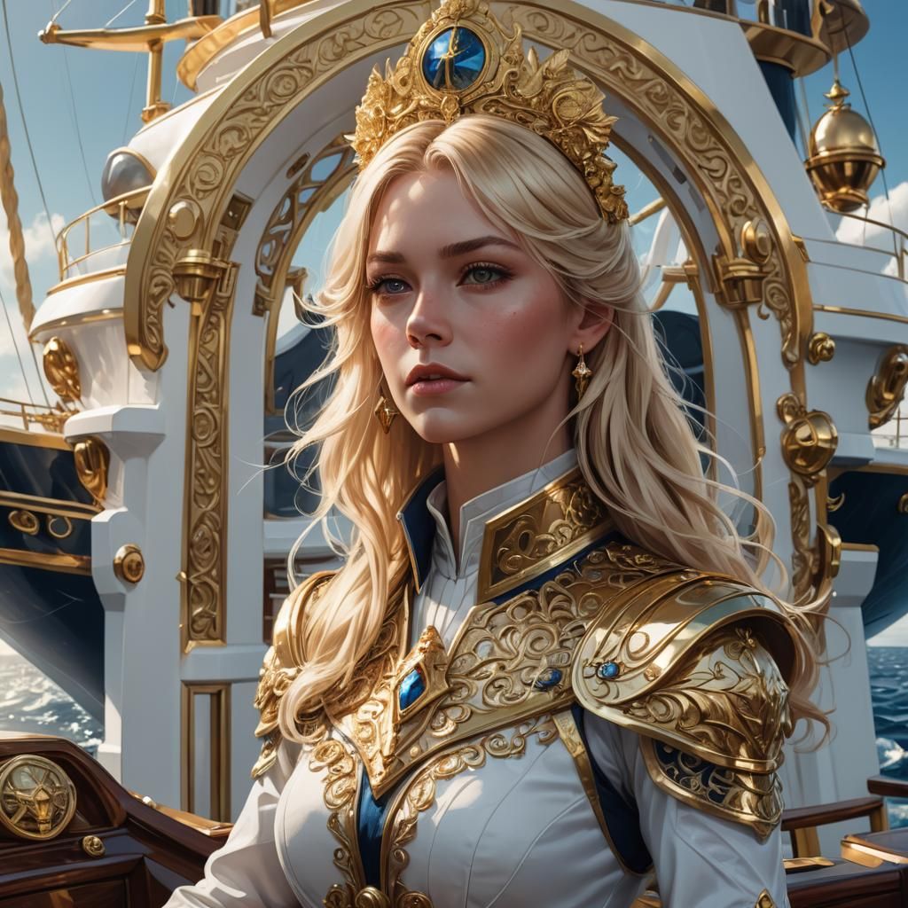 Luxurious Yacht Portrait in Fantasy Art Style