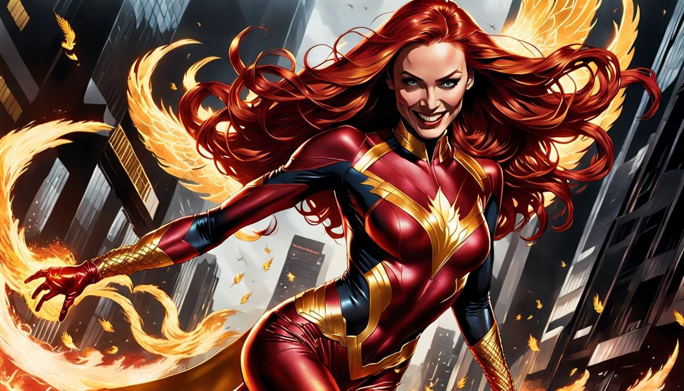 Dark Phoenix in Outer Space Comic Art