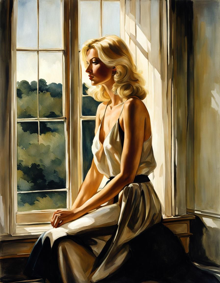 Woman in Silk Camisole, Wyeth-Inspired Realism