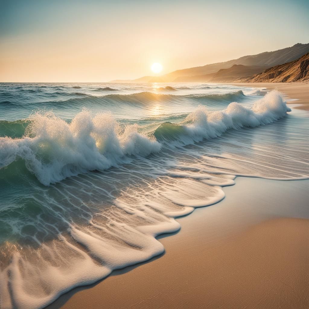 Serene Coastal Scene at Golden Hour