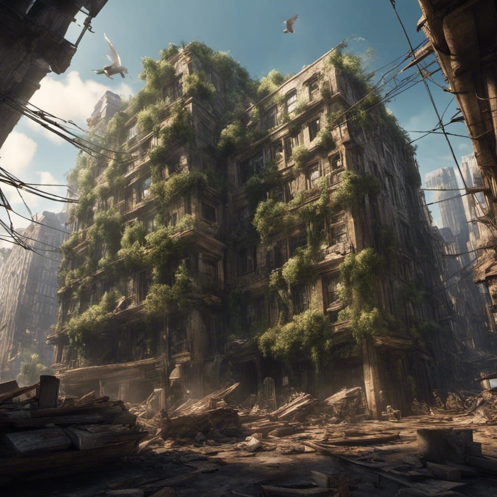 Pterodactyl Over Post-Apocalyptic Manhattan in 3D Render